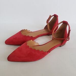J. Crew red flats suede material